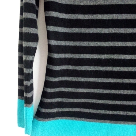 ALISON Sheri Design Luxury Knit Contemporary Sweater Grey/Black/Aqua Siz… - Picture 6 of 12